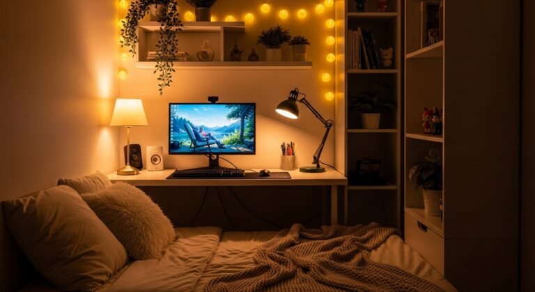 Cozy Aesthetic Small Bedroom Gaming Setup: 12 Smart Ideas for a Warm & Stylish Gaming Space