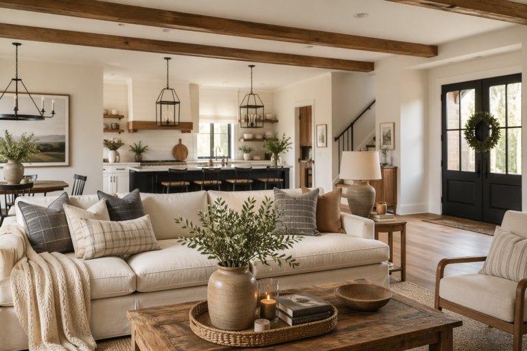 Contemporary Farmhouse Interior: Modern Rustic Style for a Warm and Stylish Home