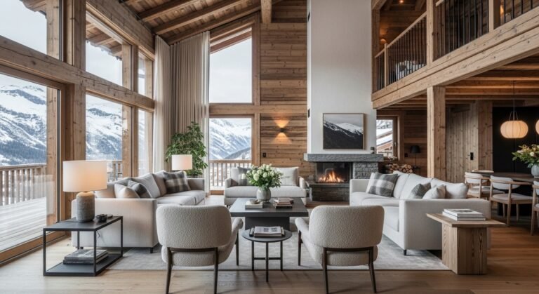 Modern Chalet Interior: Stylish Mountain Living with a Contemporary Touch