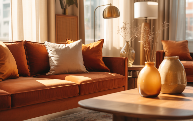 How to Use Orange in Your Apartment Living Room Without It Feeling Like a Fast Food Chain