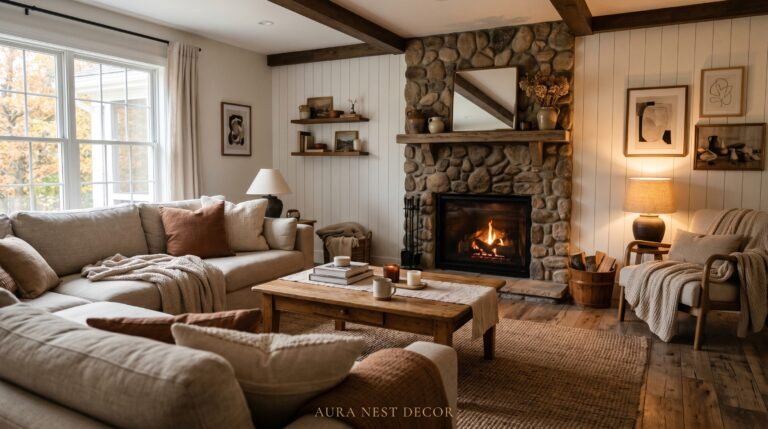 The Fireplace Is Back — And the Modern Farmhouse Living Room Has Never Looked This Good