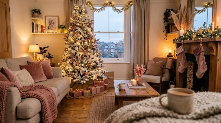 Pink Christmas in a Small Living Room: The Apartment Decorating Guide Nobody Told You About