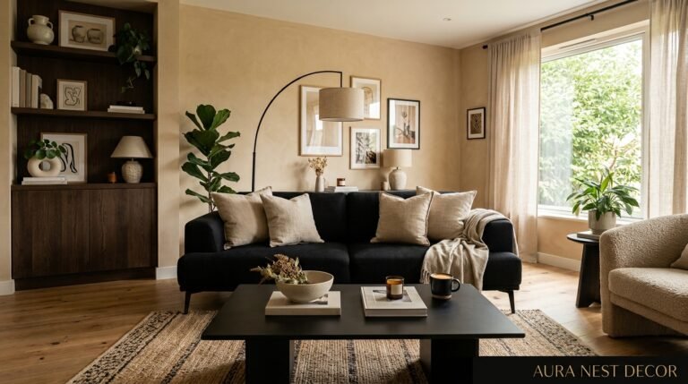 The Black and Beige Living Room Combination That Designers Keep Coming Back To