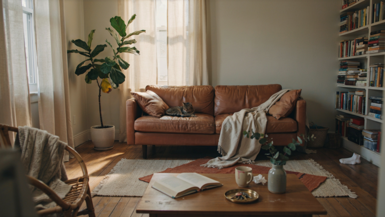 The Brown Living Room You Actually Want to Come Home To (Even If It’s Tiny)