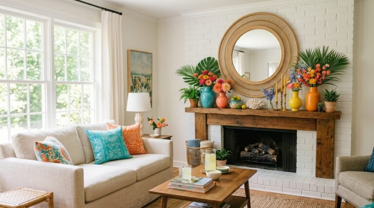 20 Bright and Bold Summer Mantel Decorating Ideas